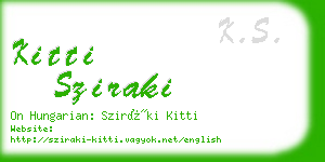 kitti sziraki business card